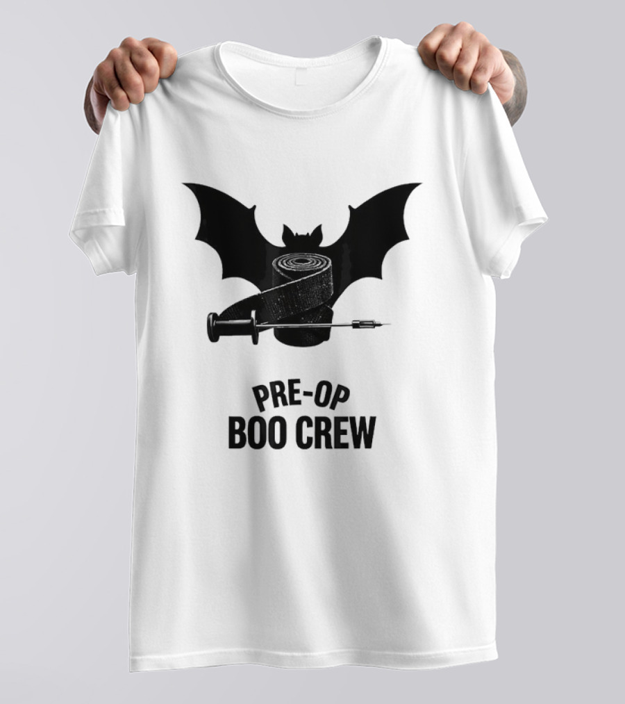 Halloween Pre Op Boo Crew Bat Syringe Nurse T-Shirt