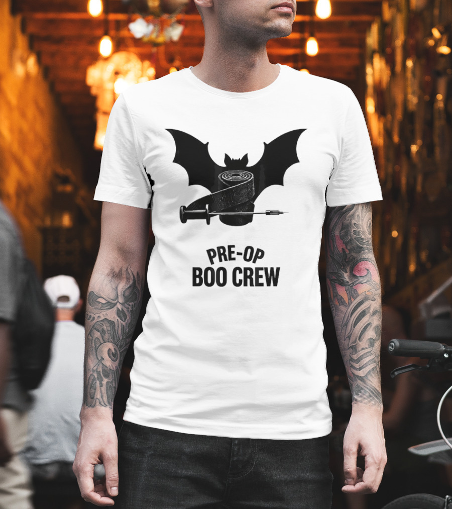 Halloween Pre Op Boo Crew Bat Syringe Nurse T-Shirt