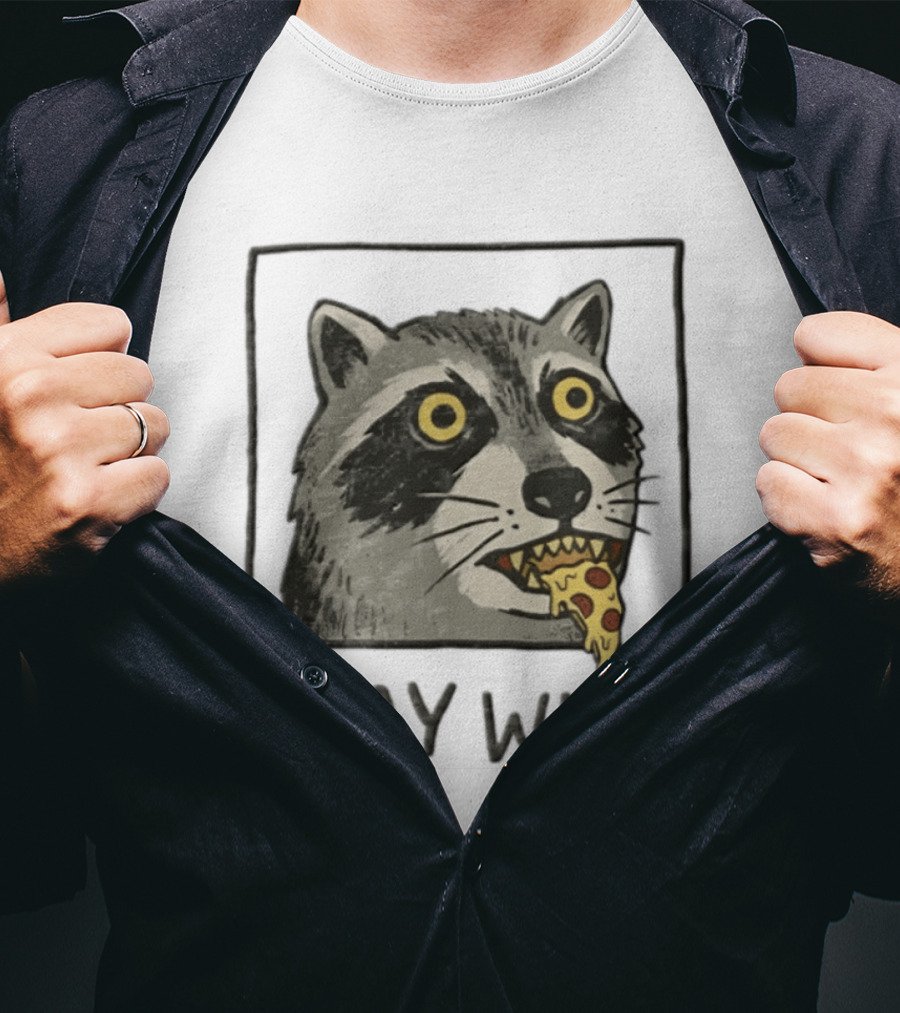 Raccoon Eating Pizza Stay Wild Meme T-Shirt
