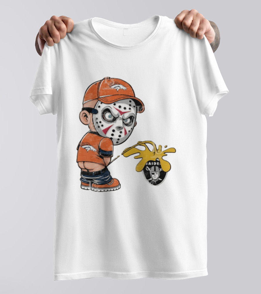 Denver Broncos Jason Voorhees Urinating On Las Vegas Raiders T-Shirt
