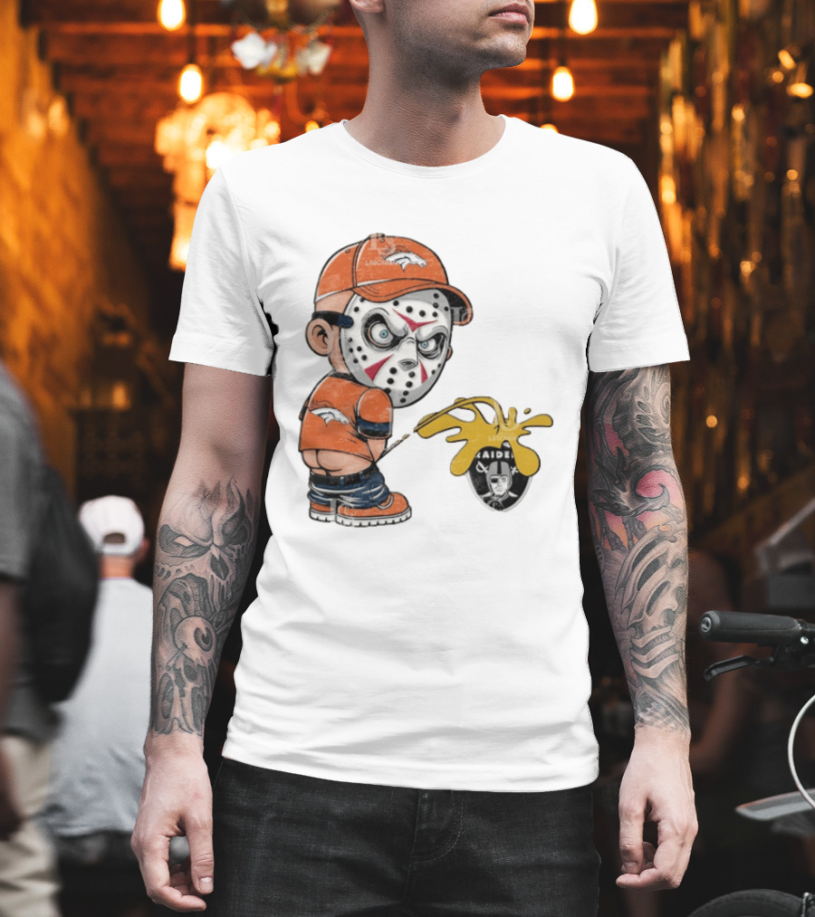 Denver Broncos Jason Voorhees Urinating On Las Vegas Raiders T-Shirt
