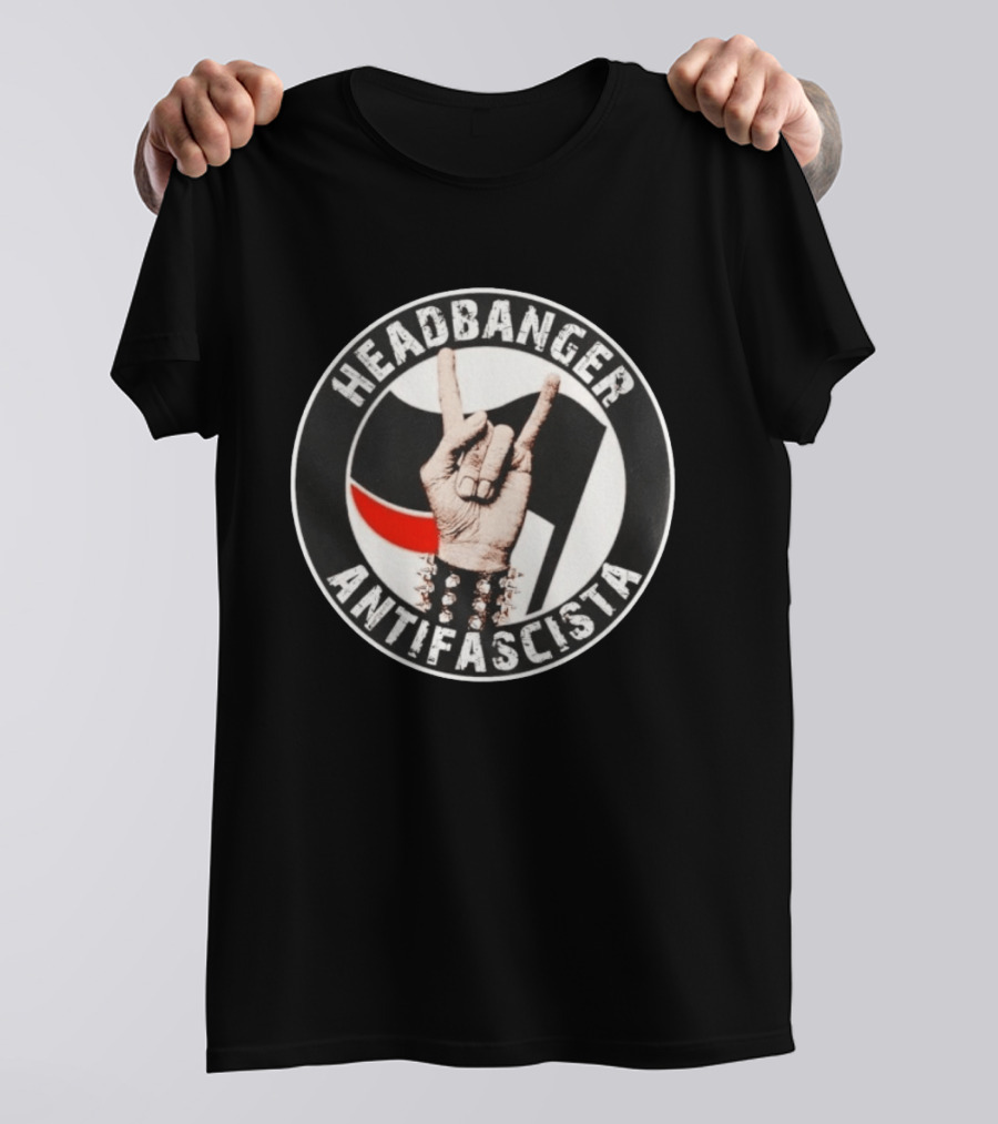 Headbanger Antifascista Antifa Heavy Metal Music T-Shirt