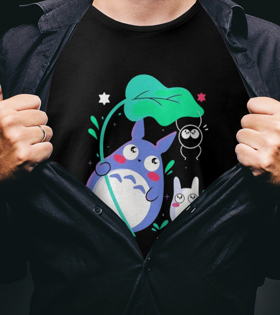 My Neighbor Totoro Soot Sprite Leaf Art Studio Ghibli Characters T-Shirt