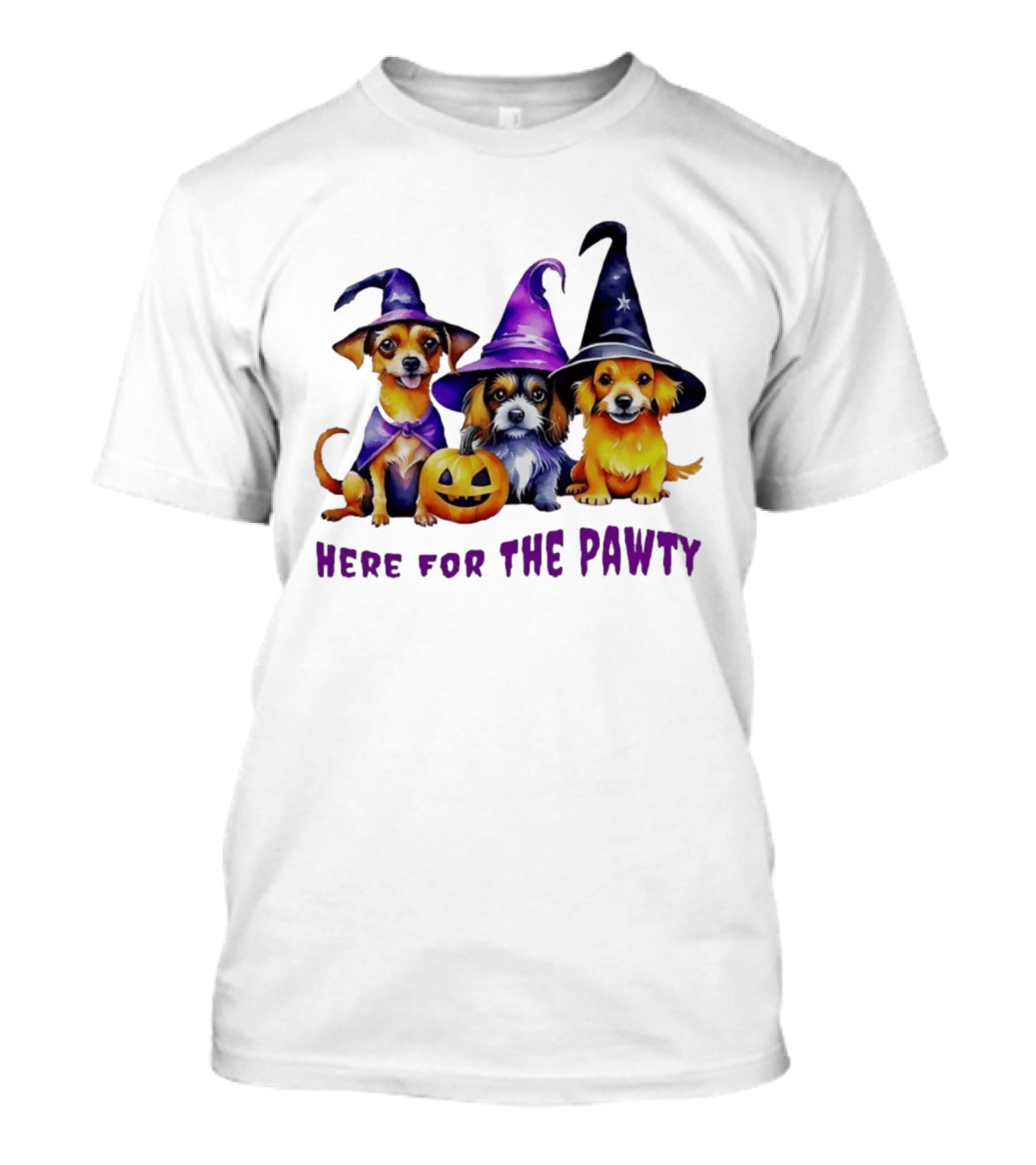 Halloween Witch Dogs Here For The Pawty T-Shirt