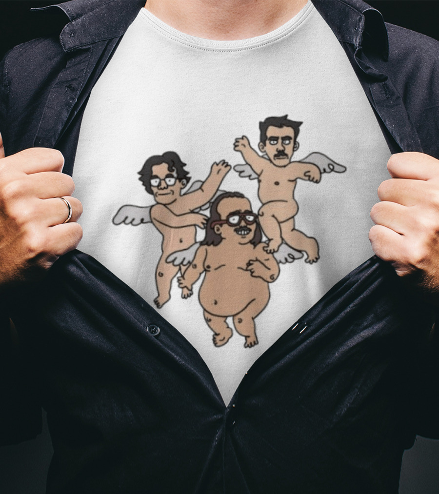 Wilford Brimley And Friends Cherub Angels Cartoon Character Trio T-Shirt