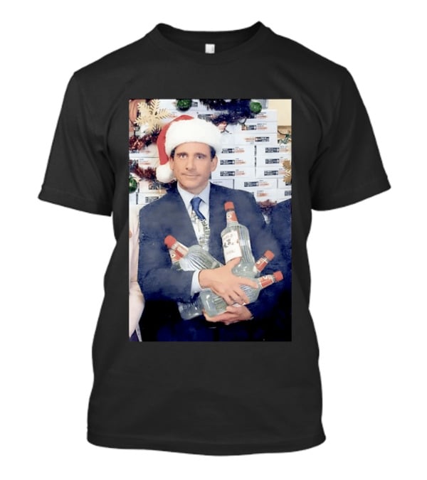 Michael Scott Holiday Party Vodka Santa Hat Scene T-Shirt