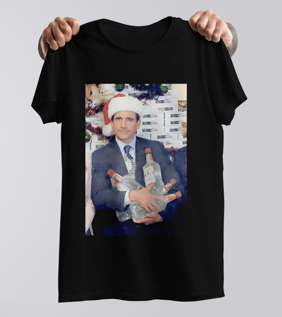 Michael Scott Holiday Party Vodka Santa Hat Scene T-Shirt