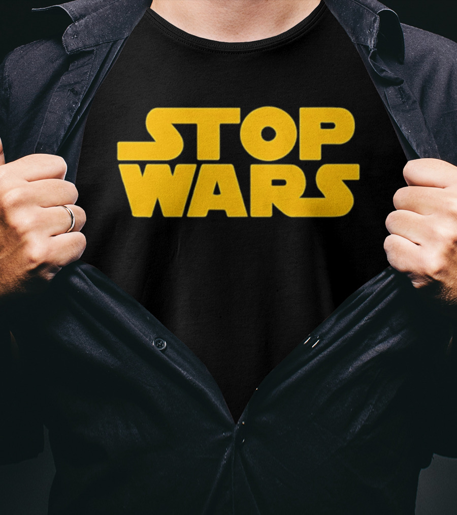 Stop Wars Peace Sci Fi Activism Iconic Yellow T-Shirt