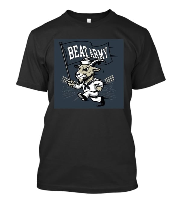Goat In Sailor Uniform Holding Beat Army Flag Military Rivalry T-Shirt