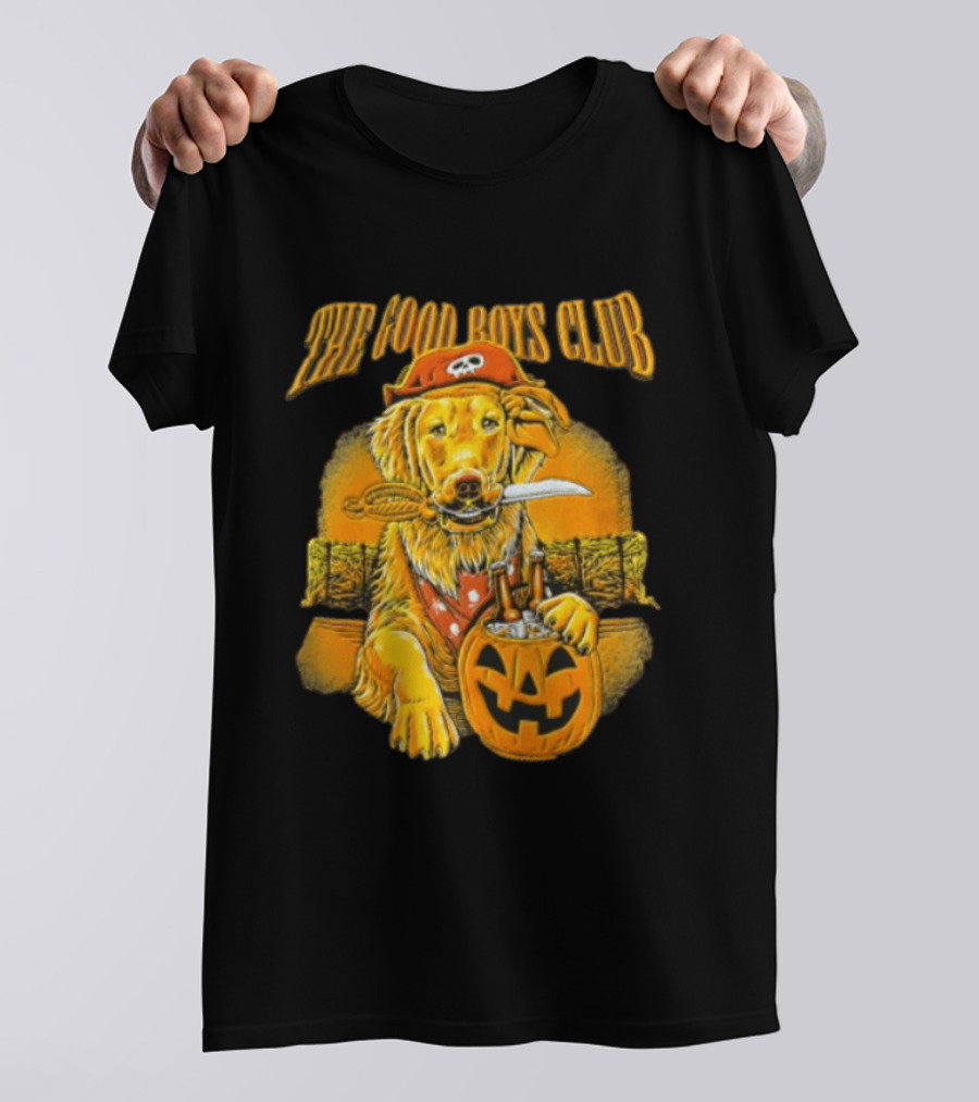 The Good Boys Club Pirate Golden Retriever Halloween Pumpkin T-Shirt