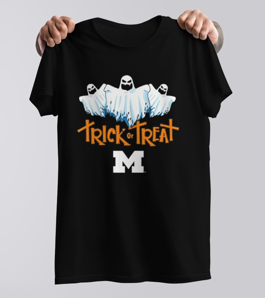 Halloween Trick Or Treat Ghosts University Of Michigan Logo M T-Shirt