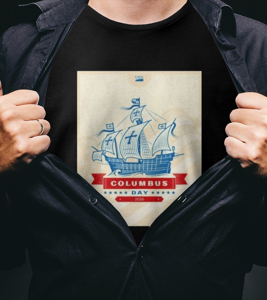 USDA Columbus Day 2026 Ship Celebration Stars And Stripes T-Shirt