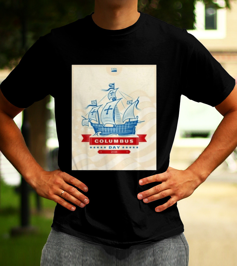 USDA Columbus Day 2026 Ship Celebration Stars And Stripes T-Shirt