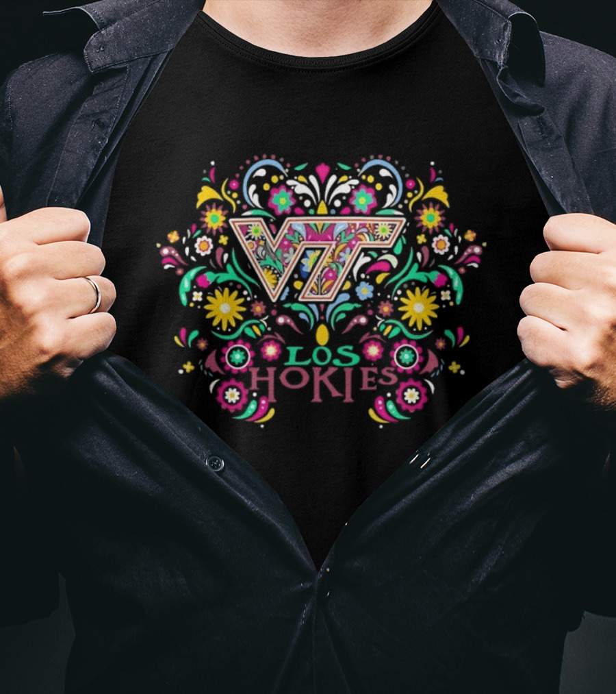 VT Los Hokies Dia De Los Muertos Floral NCAA 2026 T-Shirt