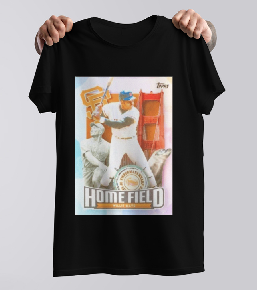 San Francisco Giants Willie Mays Topps Home Field Fisherman's Wharf Golden Gate Bridge T-Shirt