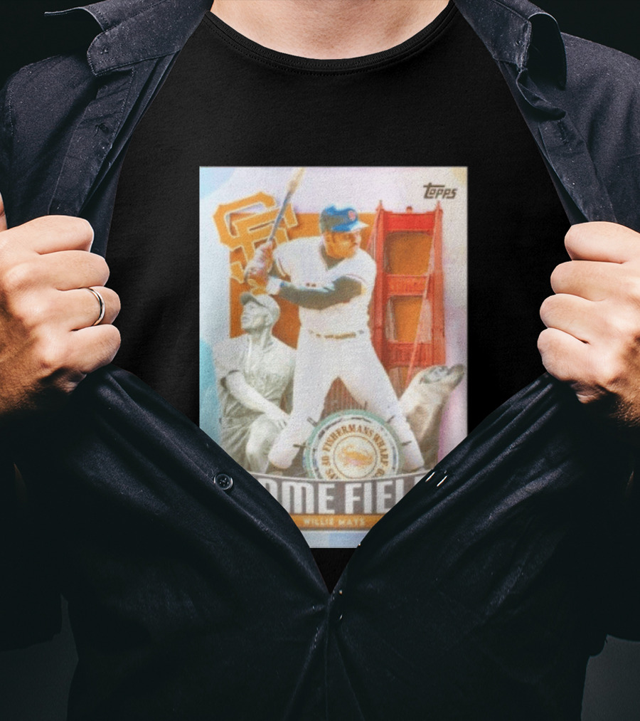 San Francisco Giants Willie Mays Topps Home Field Fisherman's Wharf Golden Gate Bridge T-Shirt
