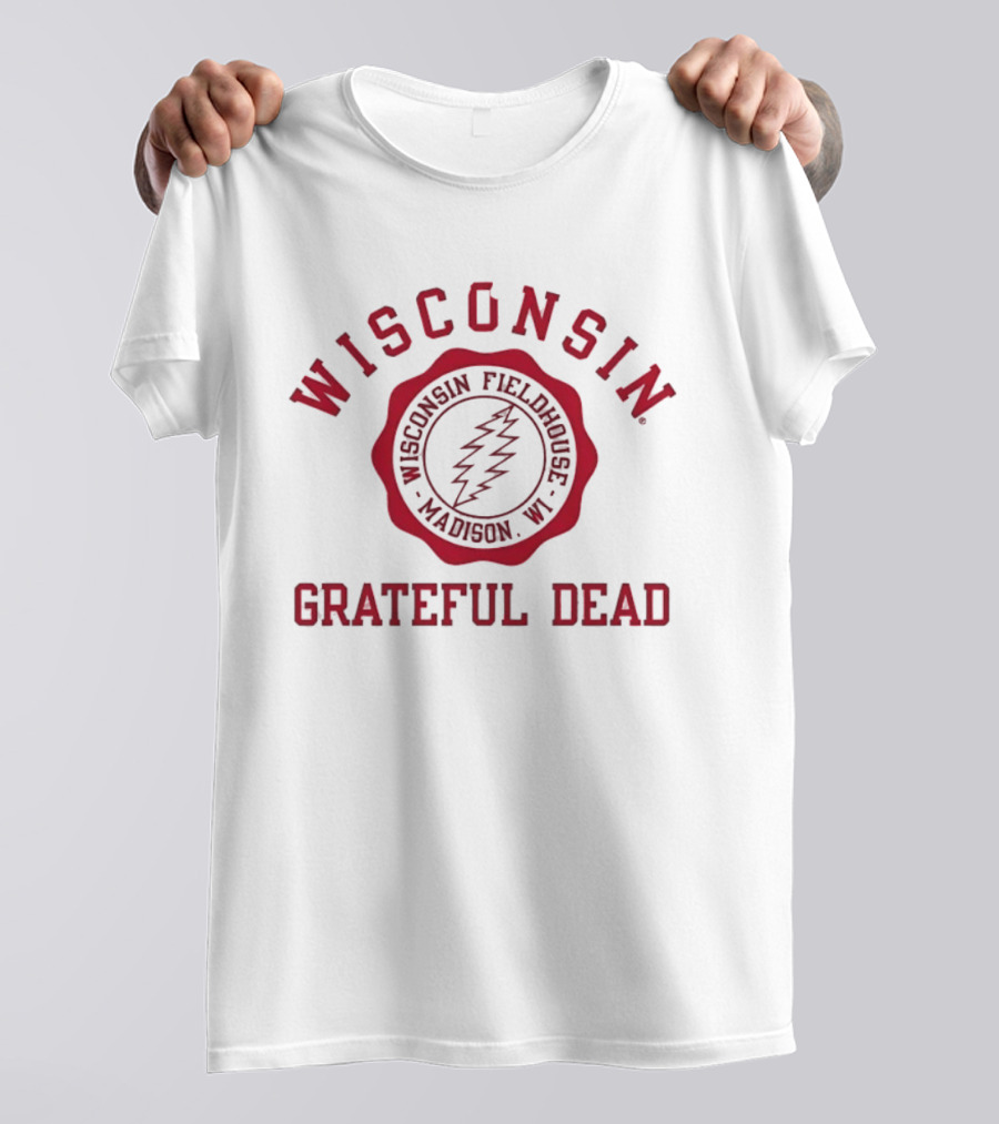 Wisconsin Fieldhouse Madison WI Grateful Dead Lightning Bolt T-Shirt