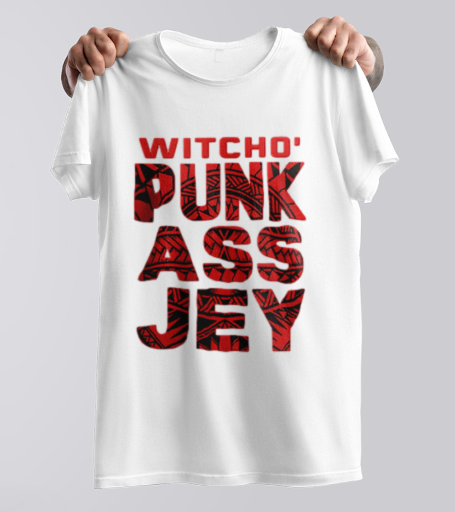 Witcho Punk ASS JEY Red And Black Tribal Patterned Block T-Shirt