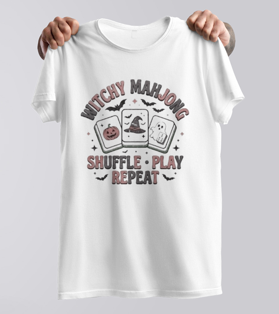 Witchy Mahjong Halloween Shuffle Play Repeat T-Shirt