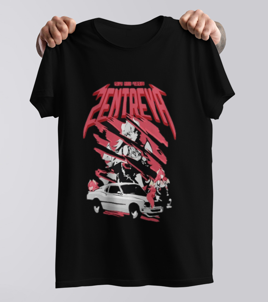 Zentreya Senpai Squad VTuber Anime Illustration With Sportscar And Manga T-Shirt