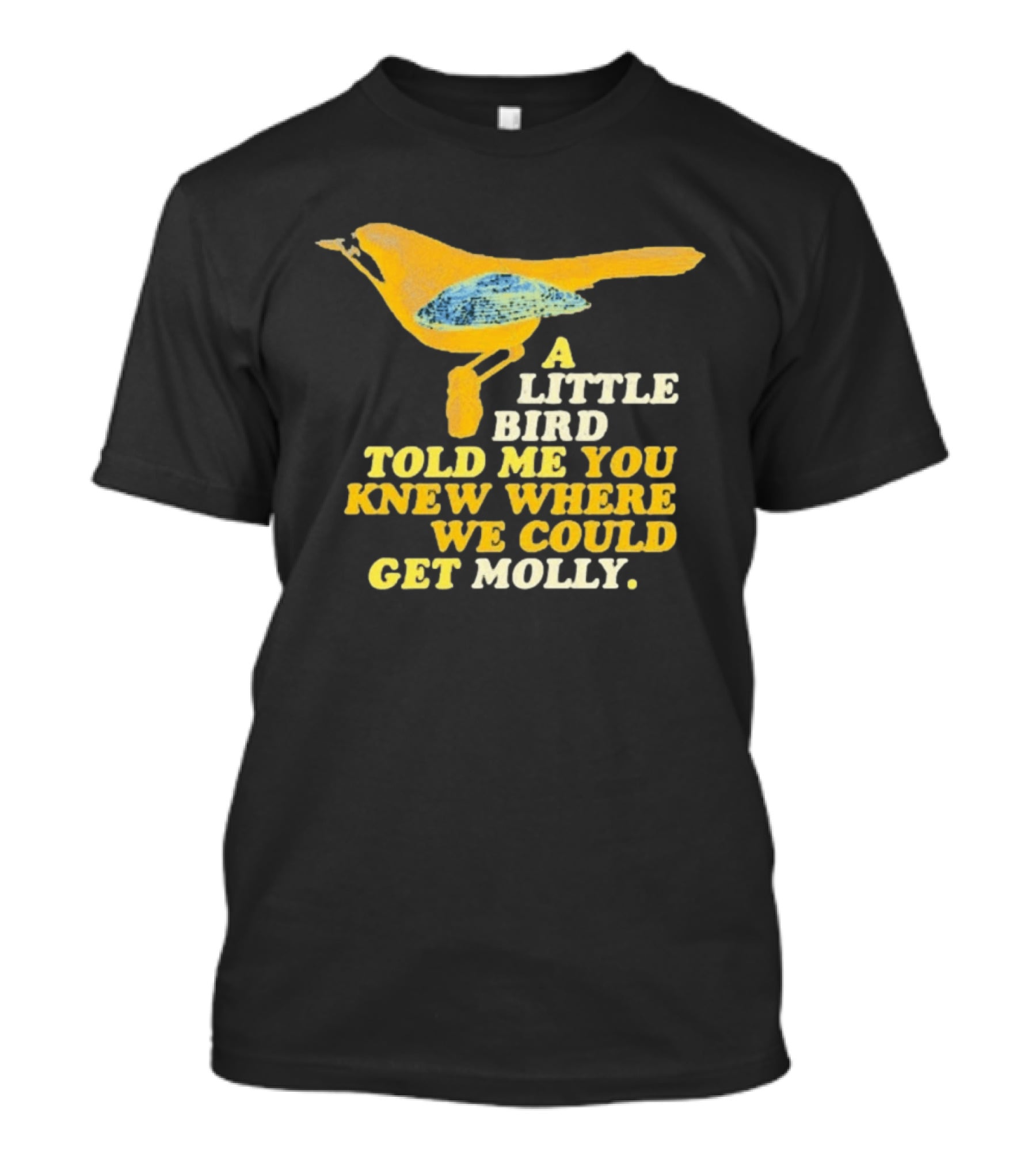 A Little Bird Told Me You Knew Where We Could Get Molly Text With Cartoon Bird T-Shirt