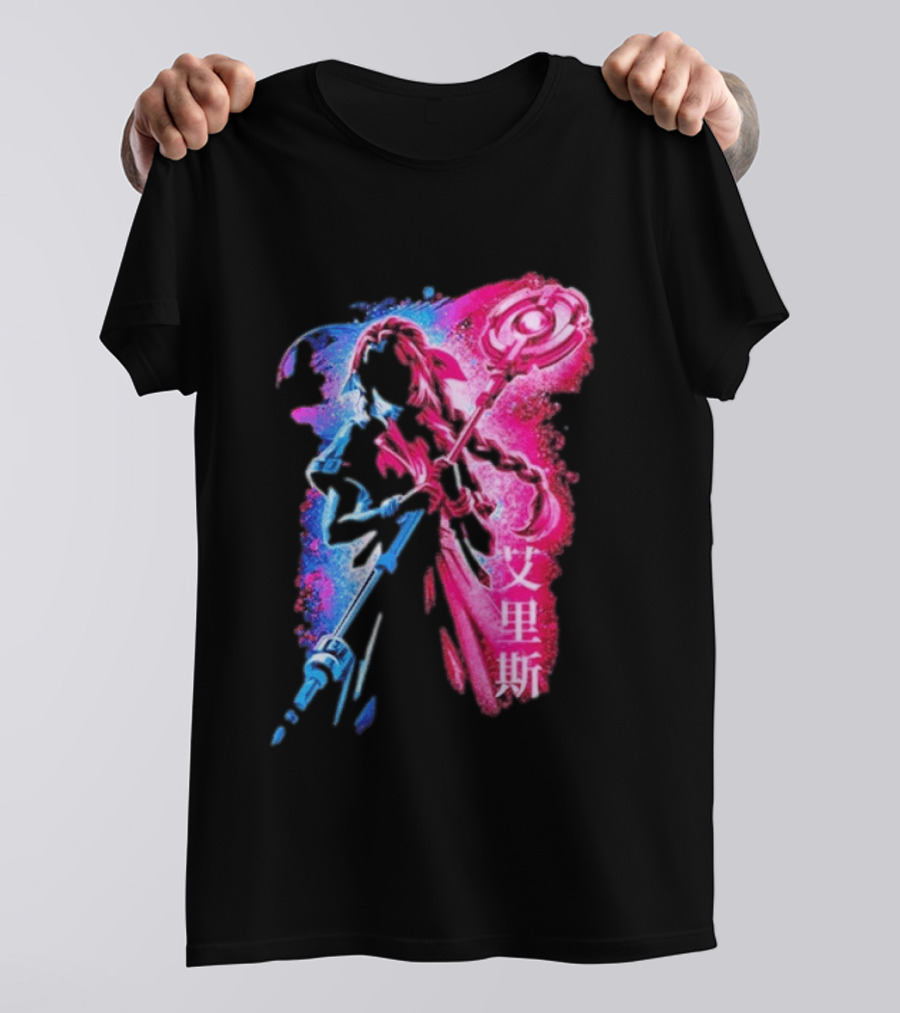 Aerith Gainsborough Final Fantasy VII Pink And Blue Japanese T-Shirt