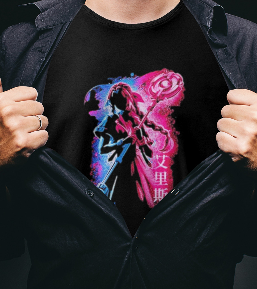 Aerith Gainsborough Final Fantasy VII Pink And Blue Japanese T-Shirt