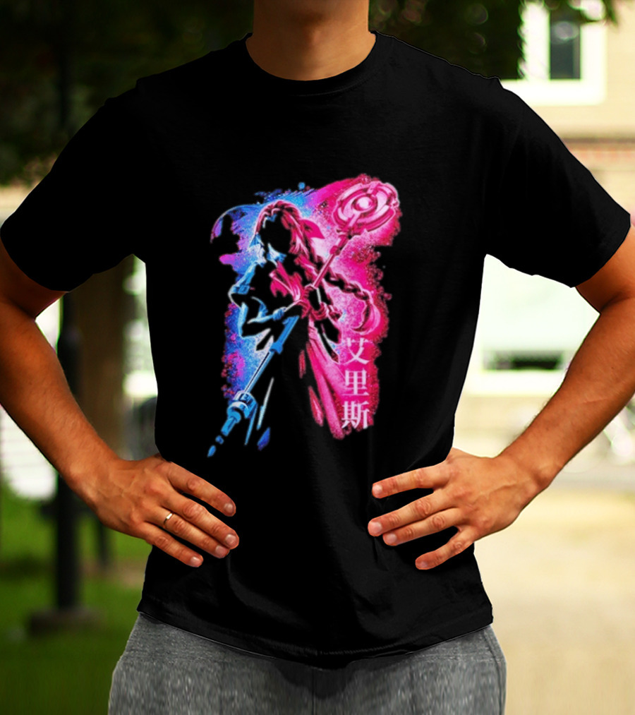 Aerith Gainsborough Final Fantasy VII Pink And Blue Japanese T-Shirt