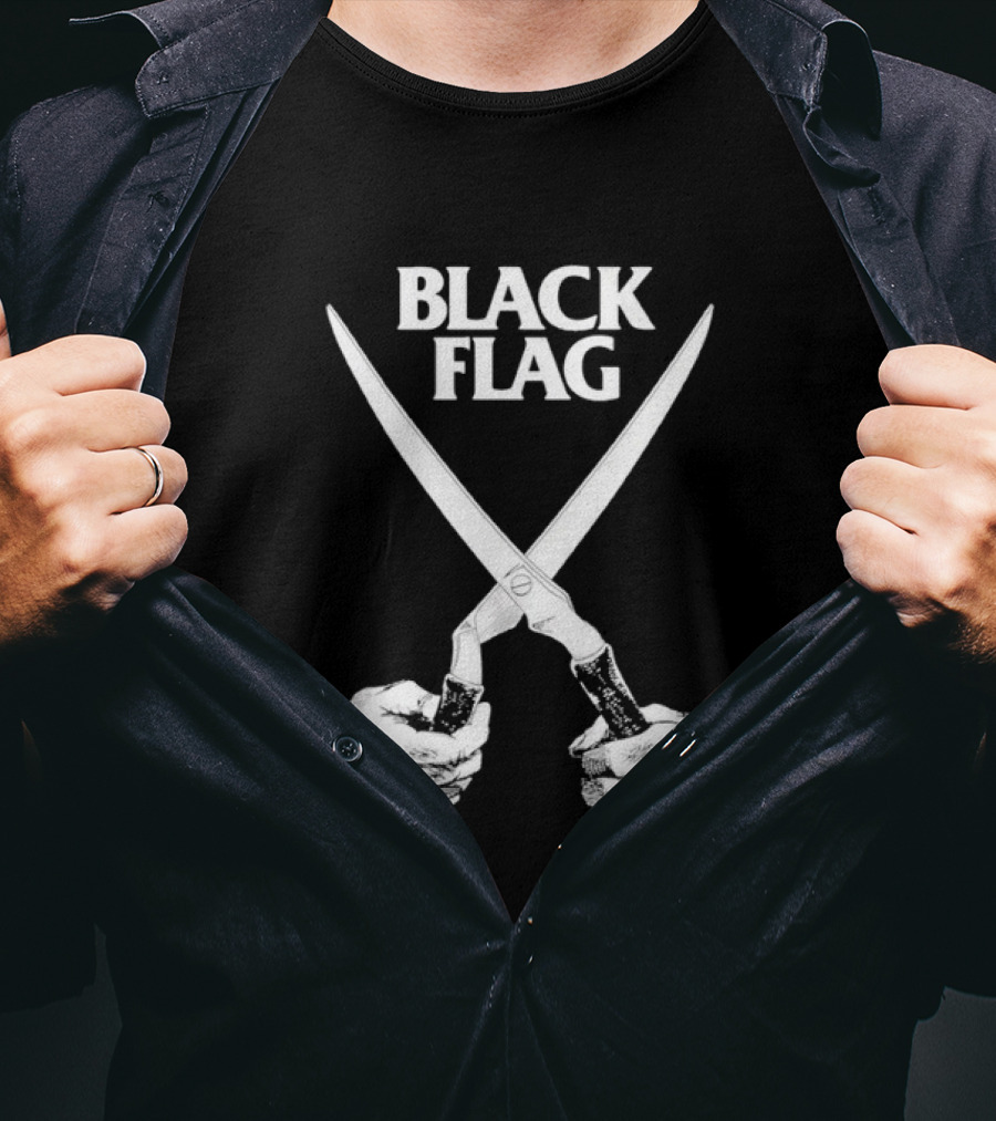 Black Flag Scissors Punk Rock Raymond Pettibon T-Shirt