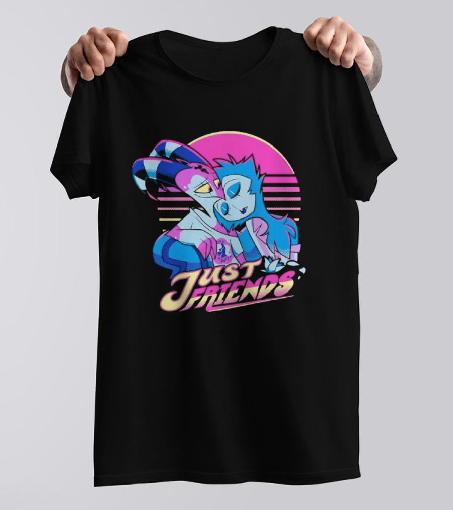 Just Friends Blitzø Stolas Helluva Boss Neon Sunset T-Shirt