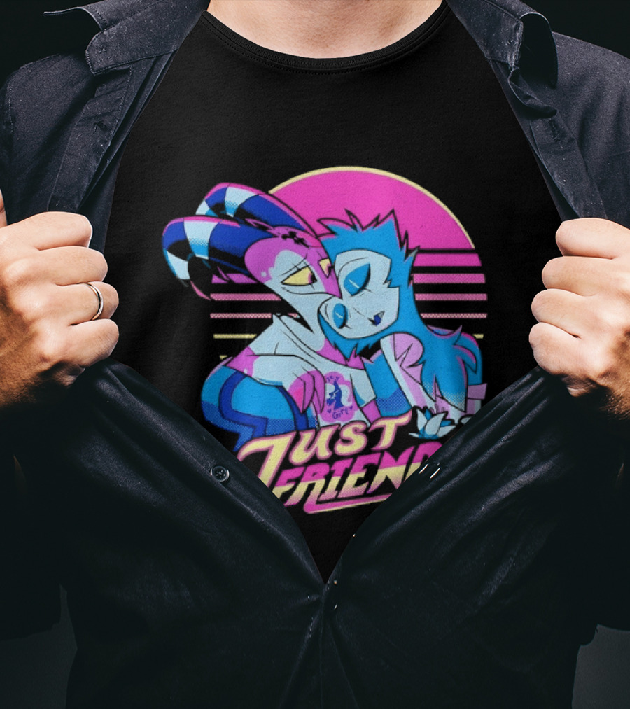 Just Friends Blitzø Stolas Helluva Boss Neon Sunset T-Shirt