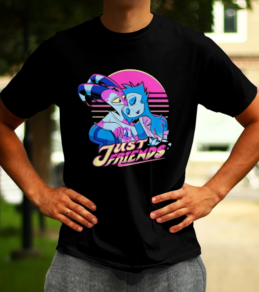 Just Friends Blitzø Stolas Helluva Boss Neon Sunset T-Shirt