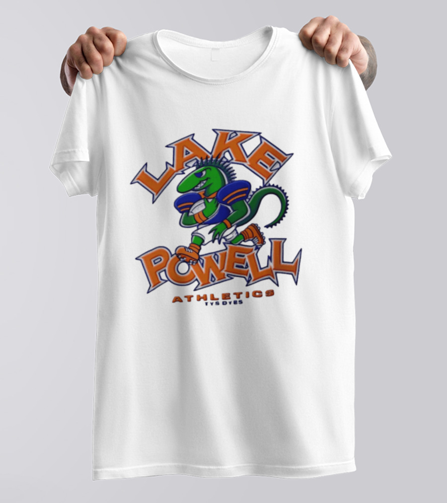 Lake Powell Athletics Tys Dyes Green Lizard Running Football T-Shirt