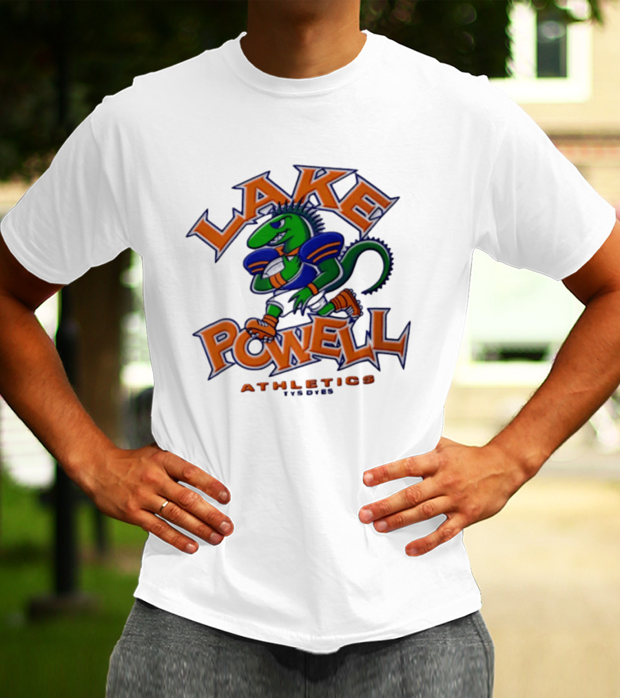 Lake Powell Athletics Tys Dyes Green Lizard Running Football T-Shirt