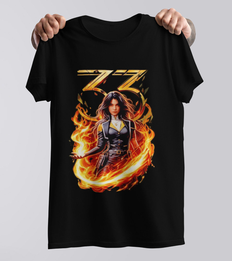 33 Fire Sorceress Fantasy Flames T-Shirt