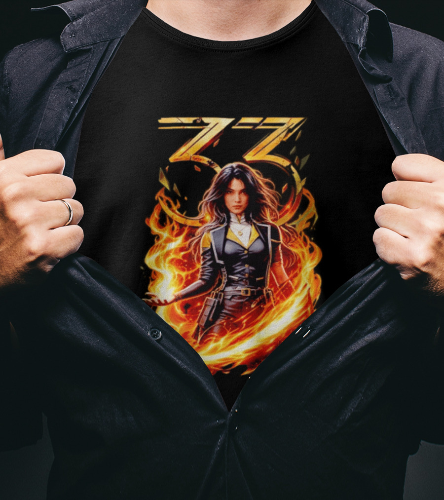 33 Fire Sorceress Fantasy Flames T-Shirt