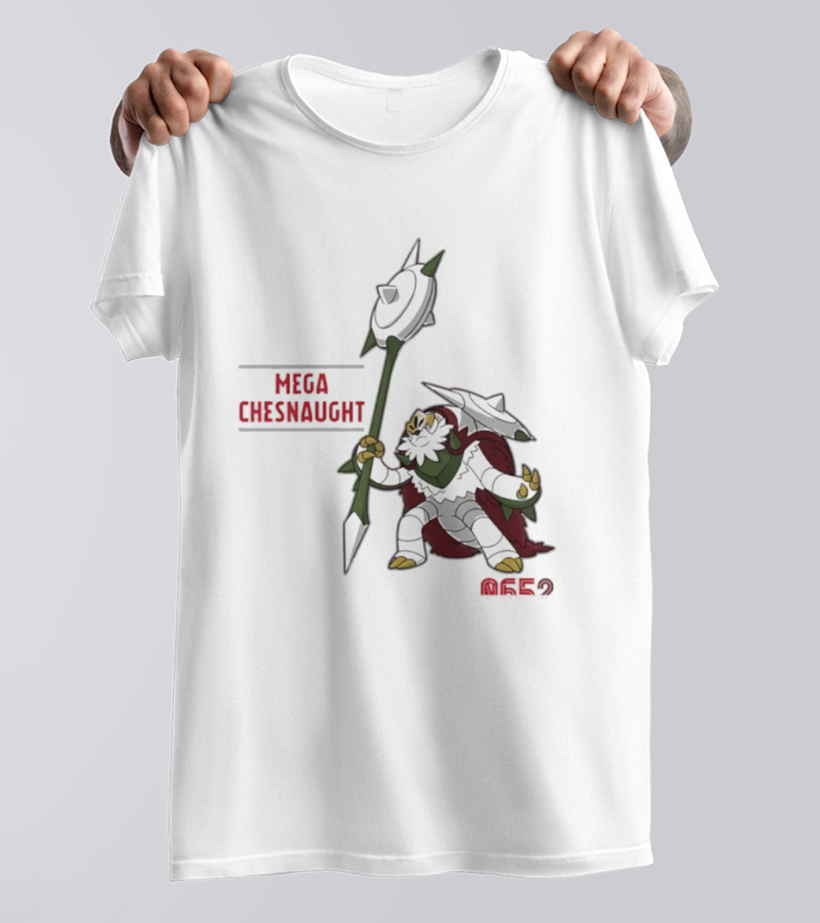 Mega Chesnaught 0652 Pokemon Pokedex Gaming Axe Warrior T-Shirt