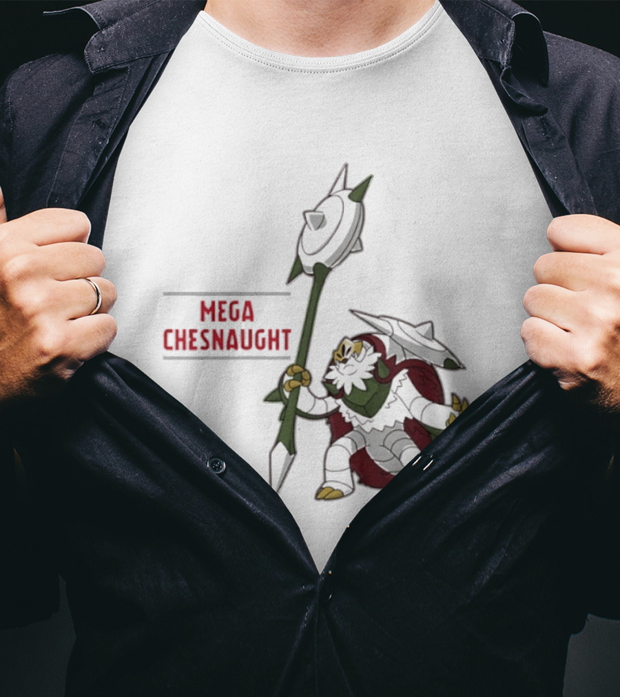 Mega Chesnaught 0652 Pokemon Pokedex Gaming Axe Warrior T-Shirt