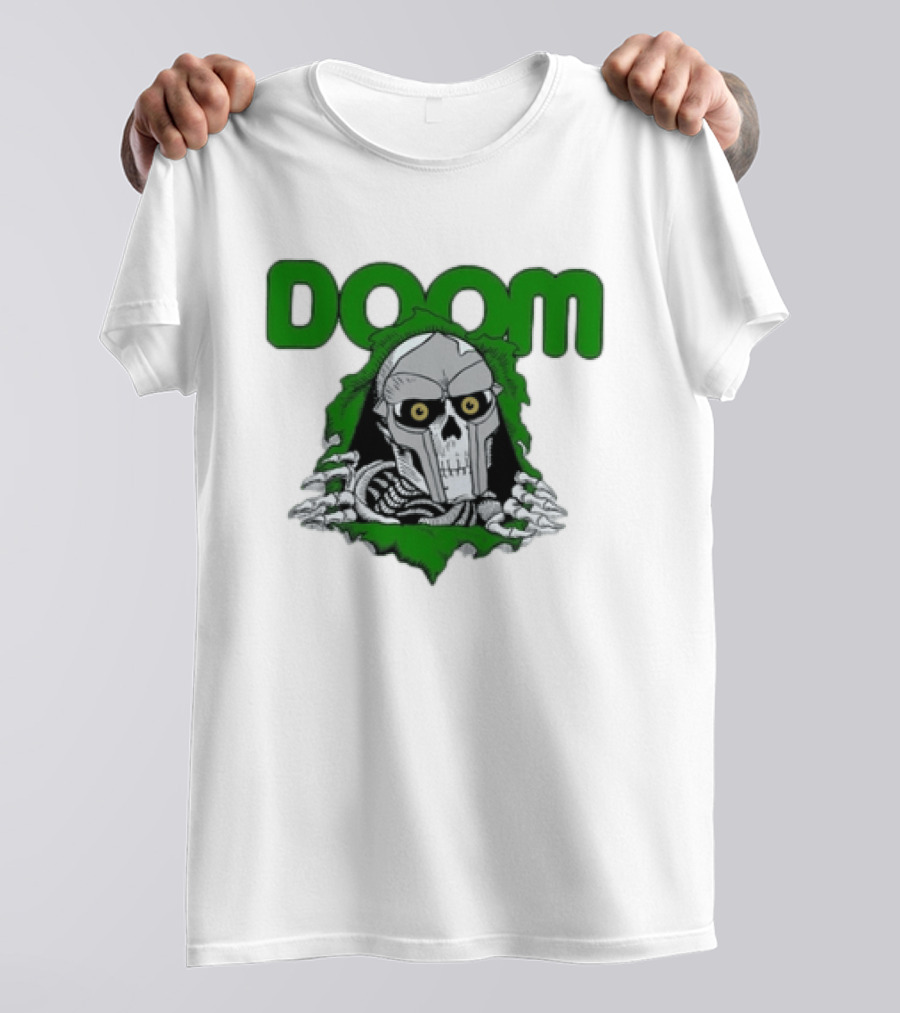 Doom Metal Face Skeleton Mask Hip Hop T-Shirt