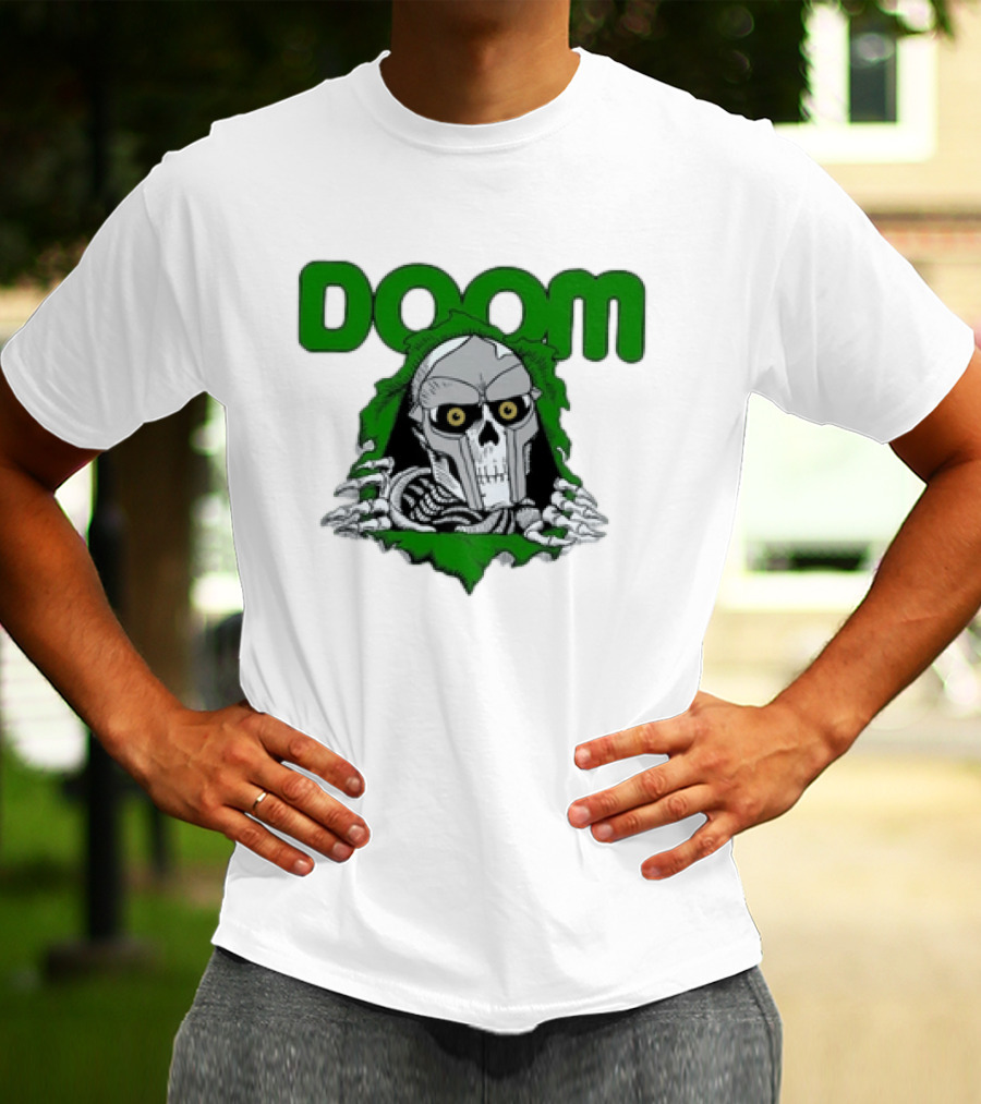 Doom Metal Face Skeleton Mask Hip Hop T-Shirt