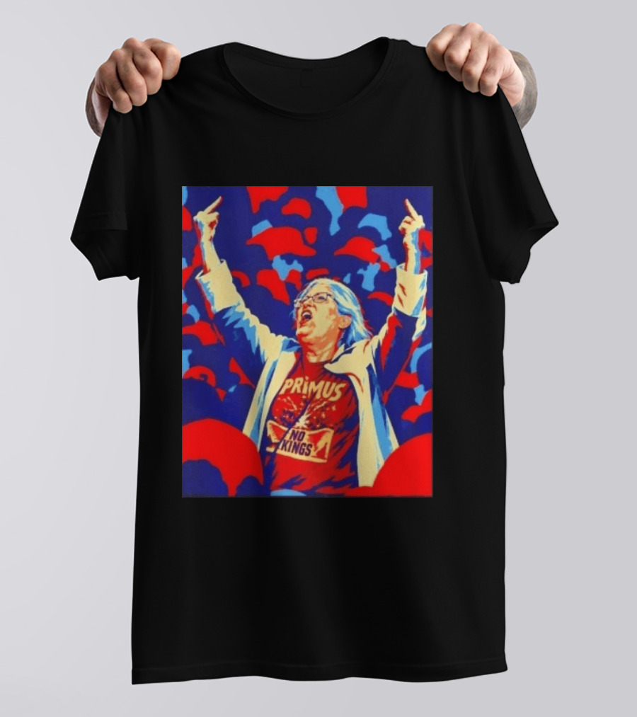Primus No Kings Les Claypool Protest Art Blue Red T-Shirt