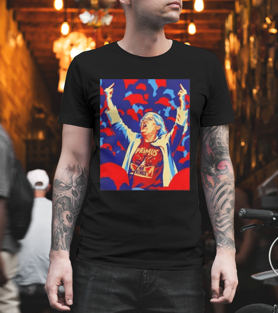 Primus No Kings Les Claypool Protest Art Blue Red T-Shirt