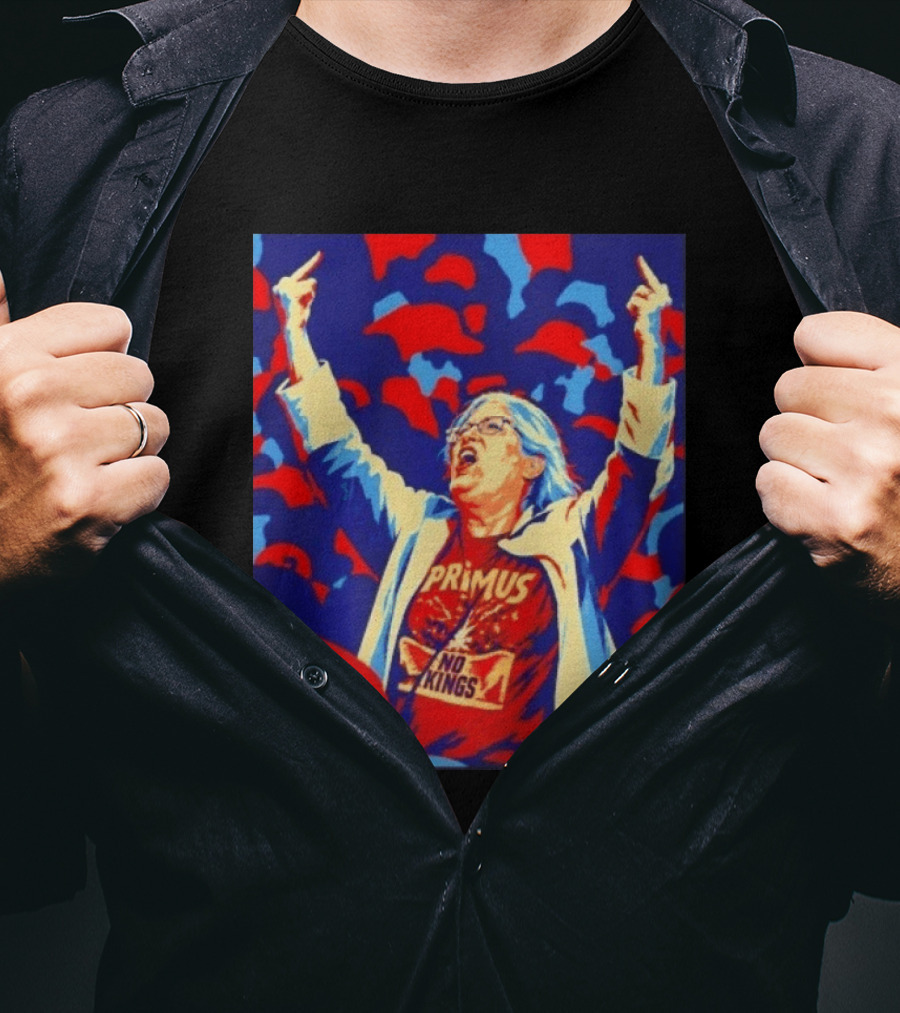Primus No Kings Les Claypool Protest Art Blue Red T-Shirt