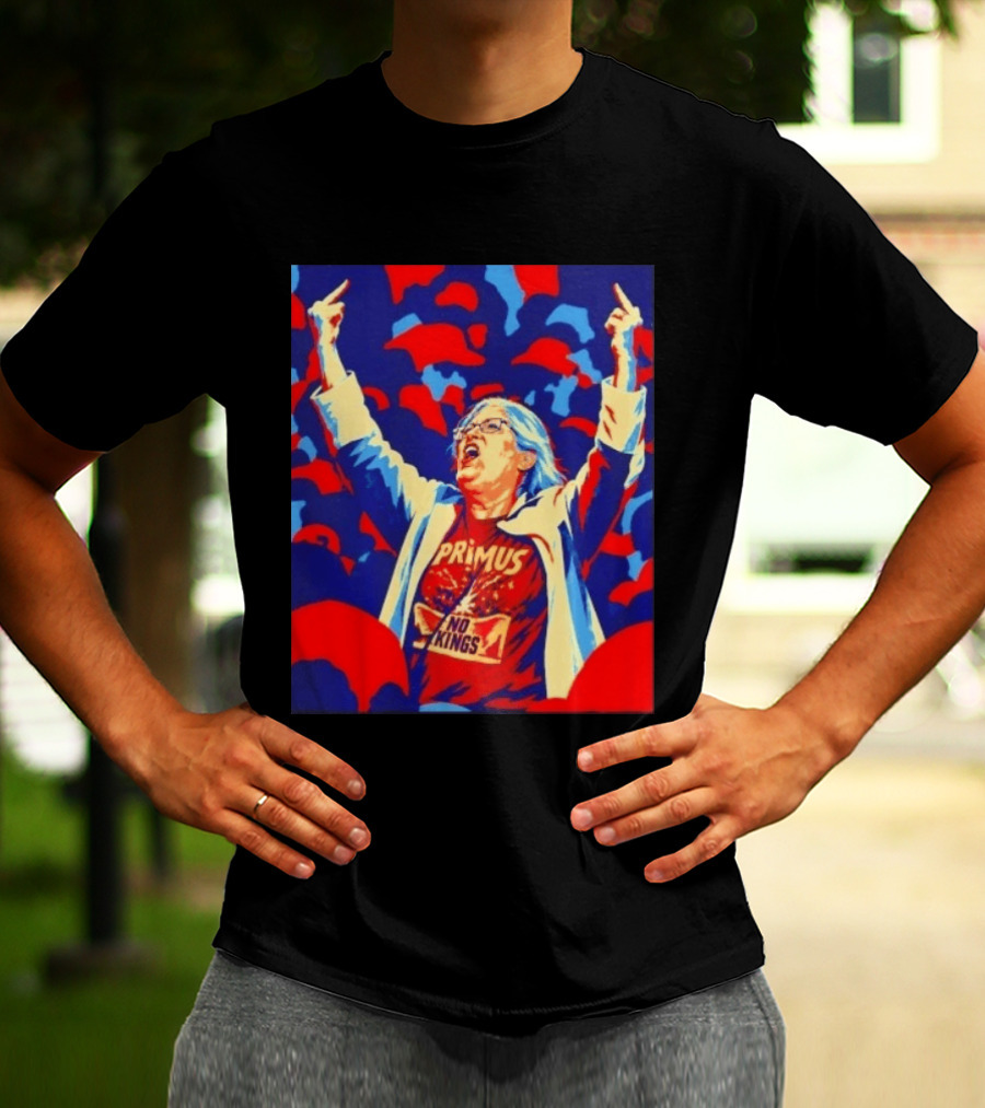 Primus No Kings Les Claypool Protest Art Blue Red T-Shirt