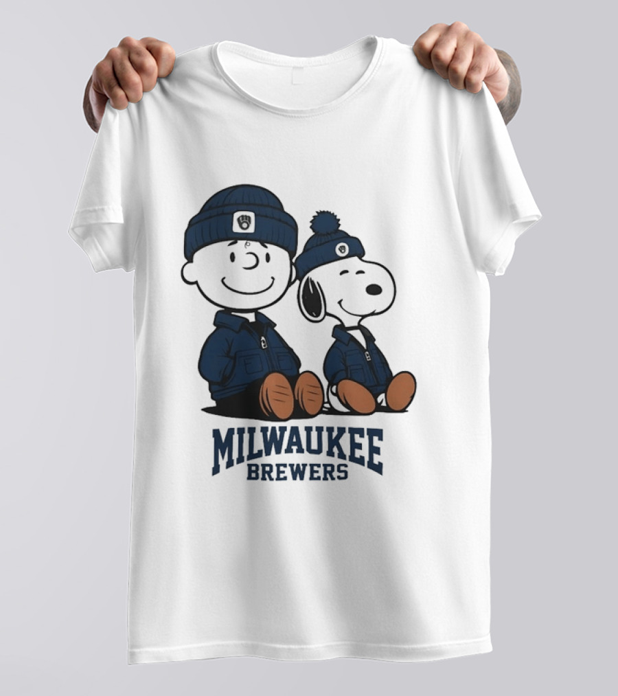 Milwaukee Brewers Charlie Brown Snoopy MLB Collaboration T-Shirt