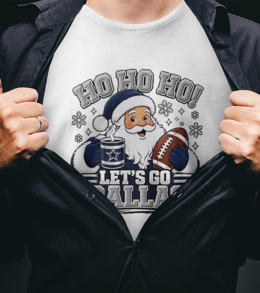 Ho Ho Ho Let's Go Dallas Cowboys Football Santa Christmas T-Shirt