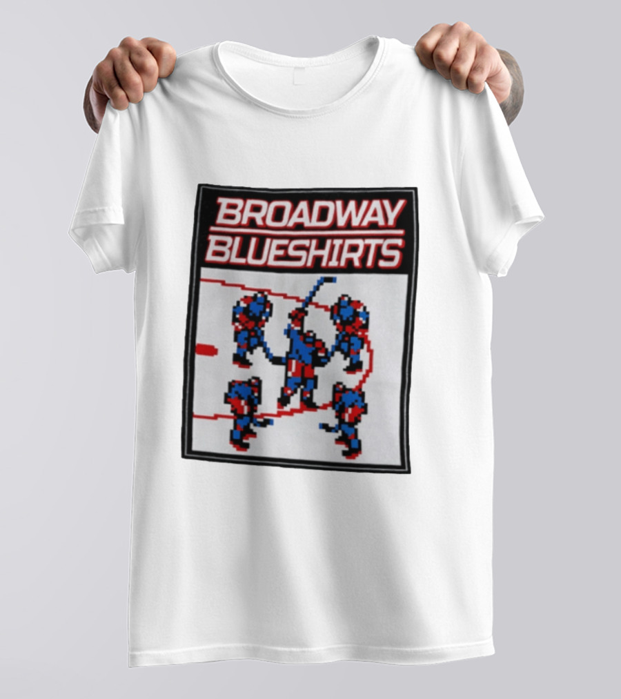 Broadway Blueshirts New York Rangers NHL Pixel Hockey Players T-Shirt