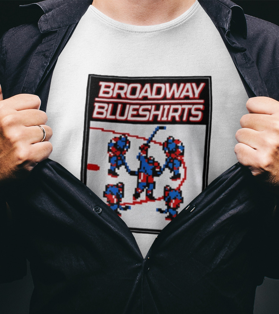 Broadway Blueshirts New York Rangers NHL Pixel Hockey Players T-Shirt