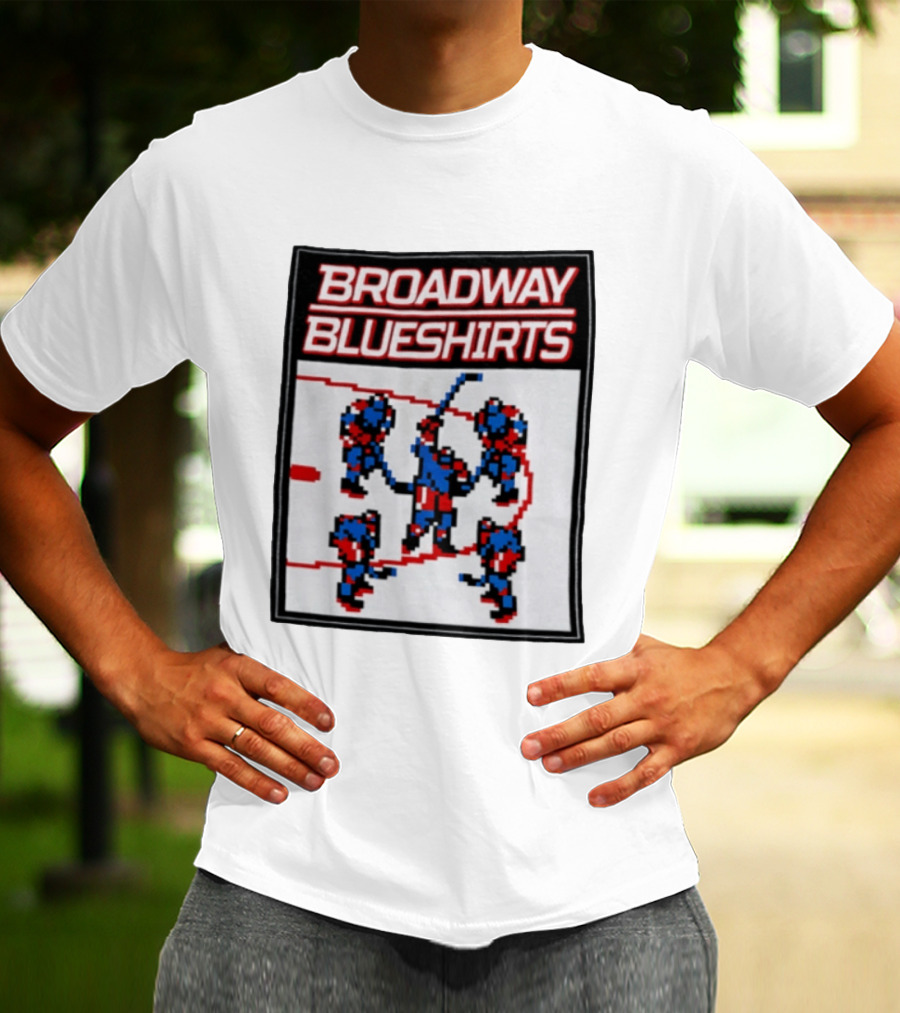Broadway Blueshirts New York Rangers NHL Pixel Hockey Players T-Shirt