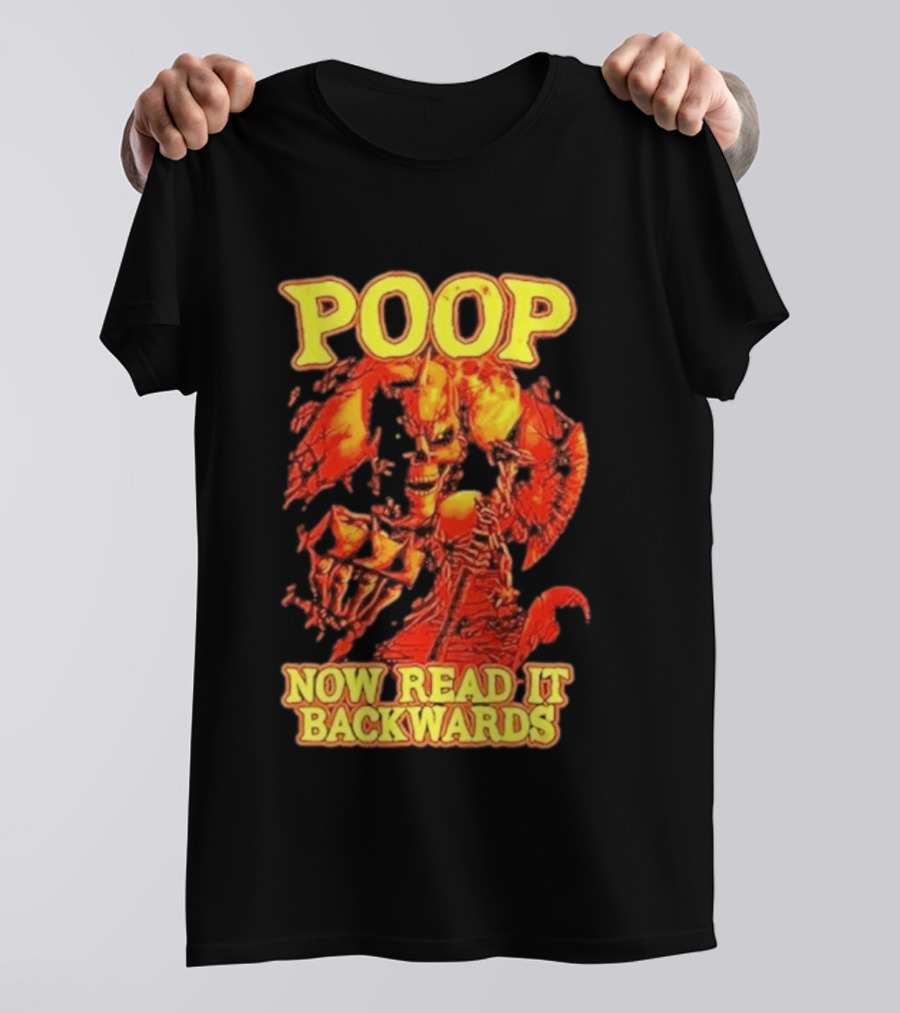 Skeleton Poop Now Read It Backwards Halloween Humor T-Shirt